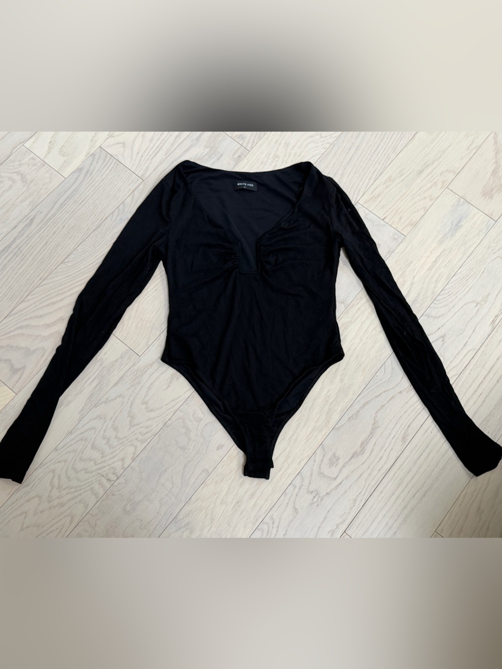 White Fox Boutique Black Long-Sleeve Bodysuit